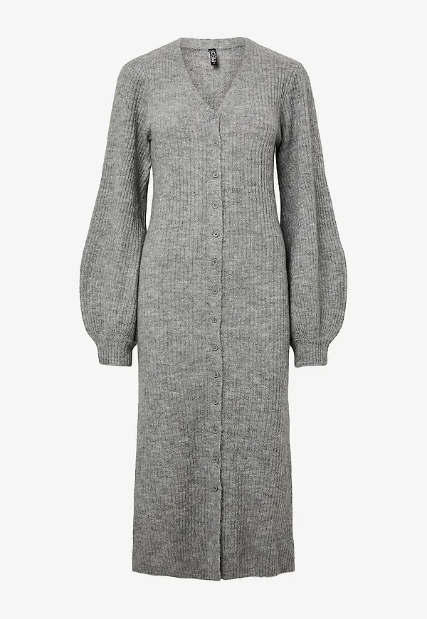 pieces - Midiklänning Pcfaly Ls Knit Dress Bc - Grå
