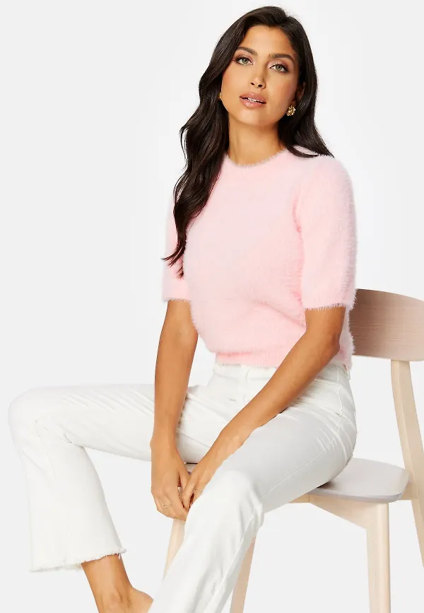 Pieces Nagili SS O-Neck Knit Crystal Rose S