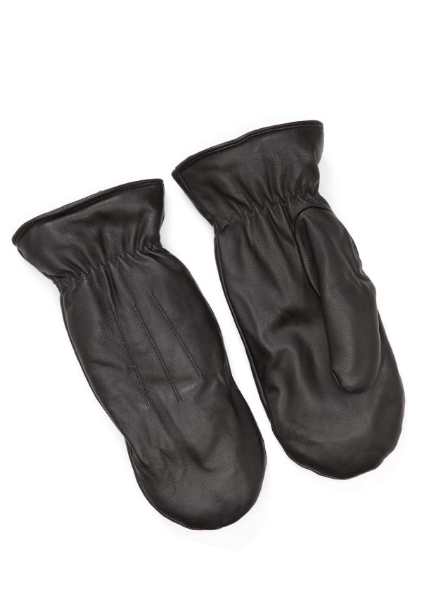 Pieces Nellie Leather Mittens Black S