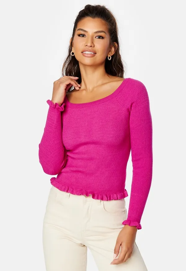 Pieces Nia LS Off Shoulder Knit Rose Violet XL