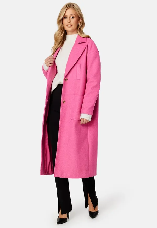 Pieces Nili Long Coat Rose Violet Pattern: L