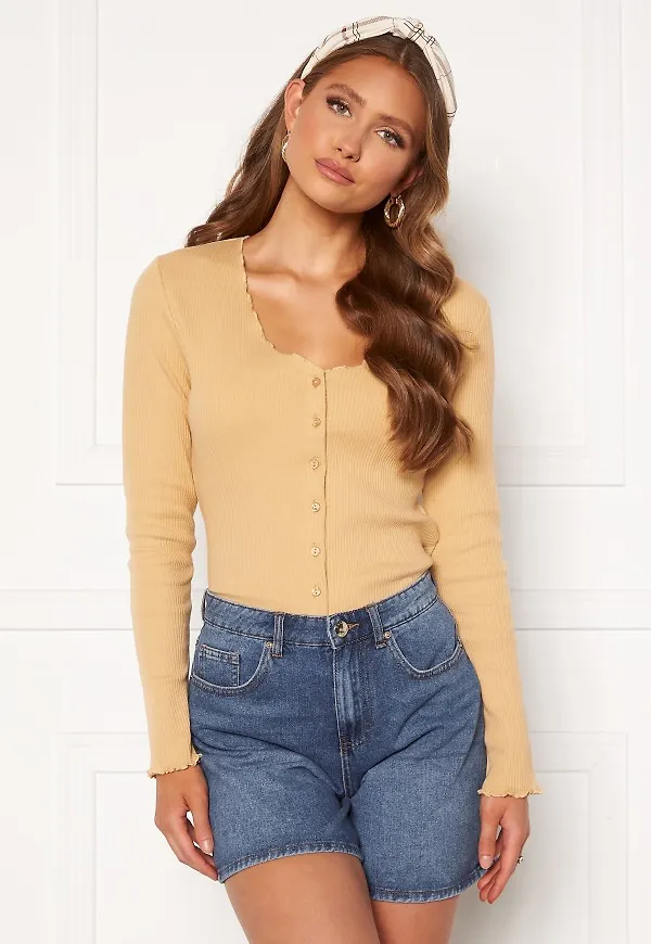 Pieces Nukisa LS Cardigan Almond Buff L