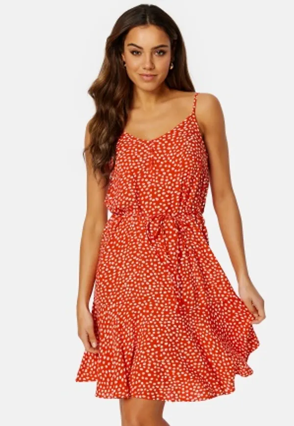Pieces Nya Slip Button Dress Poppy Red AOP:Dot XS
