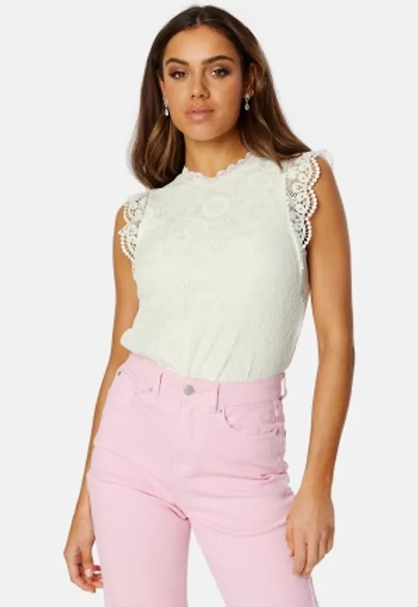 Pieces Olline SL Lace Top Cloud Dancer S