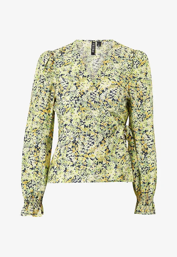 pieces - Omlottblus pcBruna LS Wrap Top - Grön