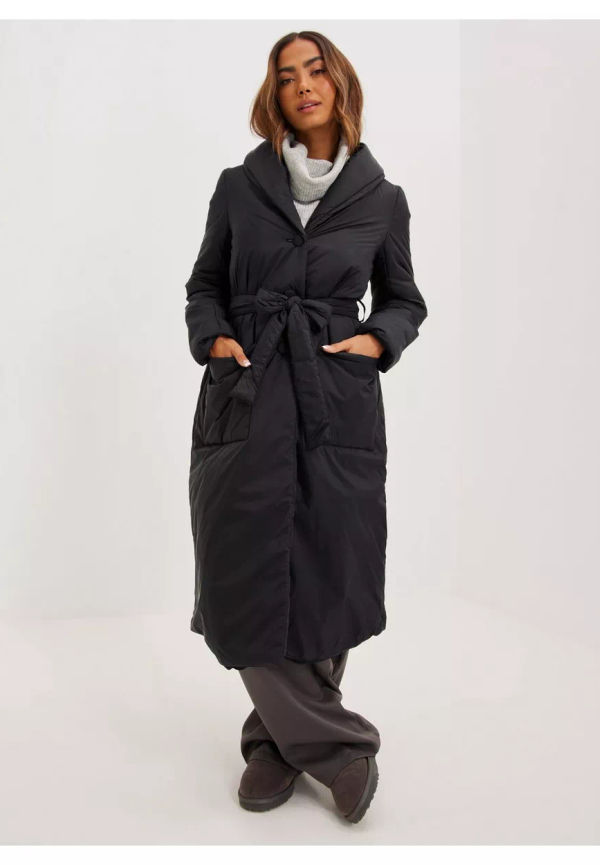 Pieces Pcaria Ls Tie Belt Jacket Långa jackor Black