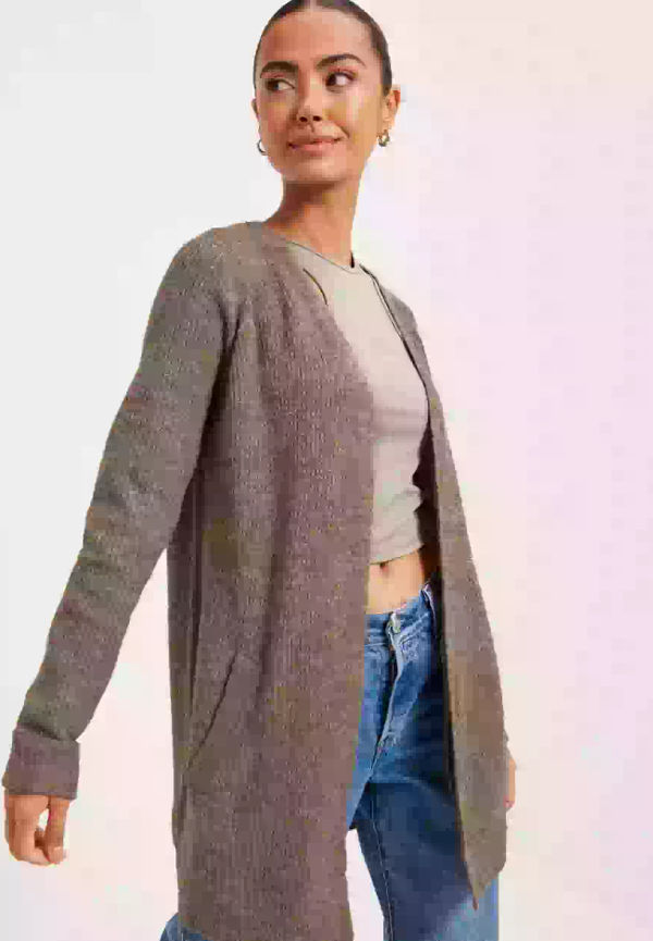 Pieces Pcellen Ls Long Knit Cardigan Noos Lång kofta Fossil
