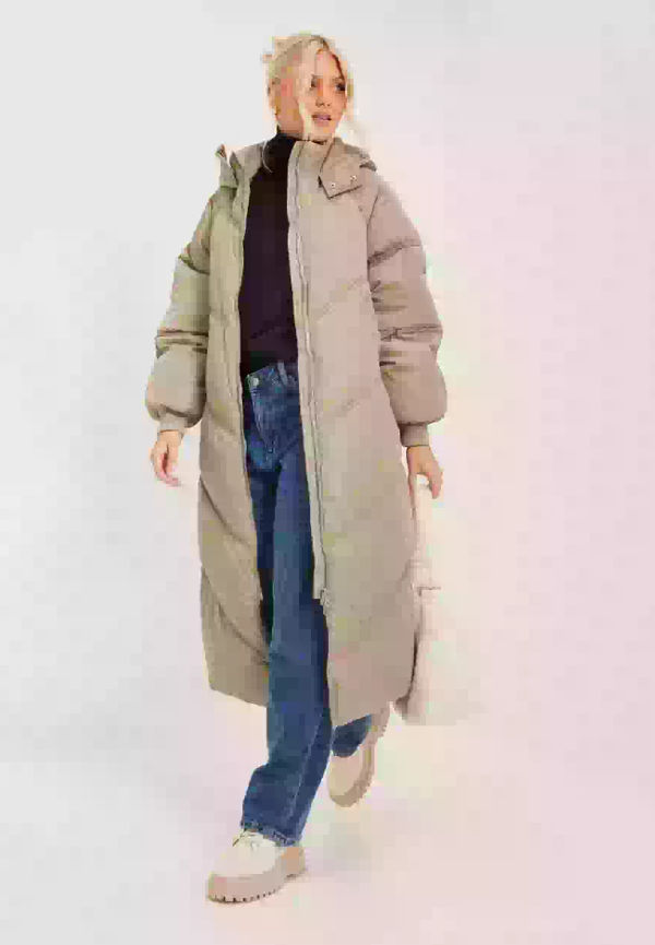 Pieces Pcfelicity Long Puffer Jacket Långa jackor Silver Mink