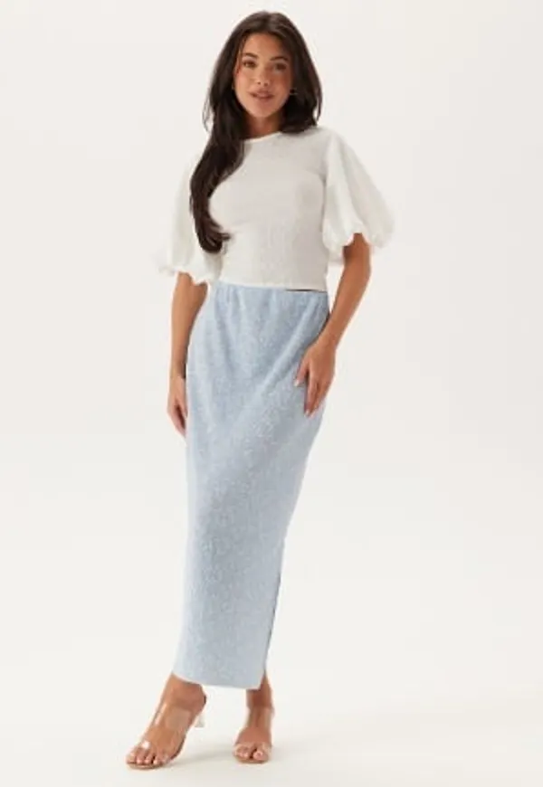Pieces Pcflora Hw Ankle Skirt Cashmere Blue Aop:flower XS