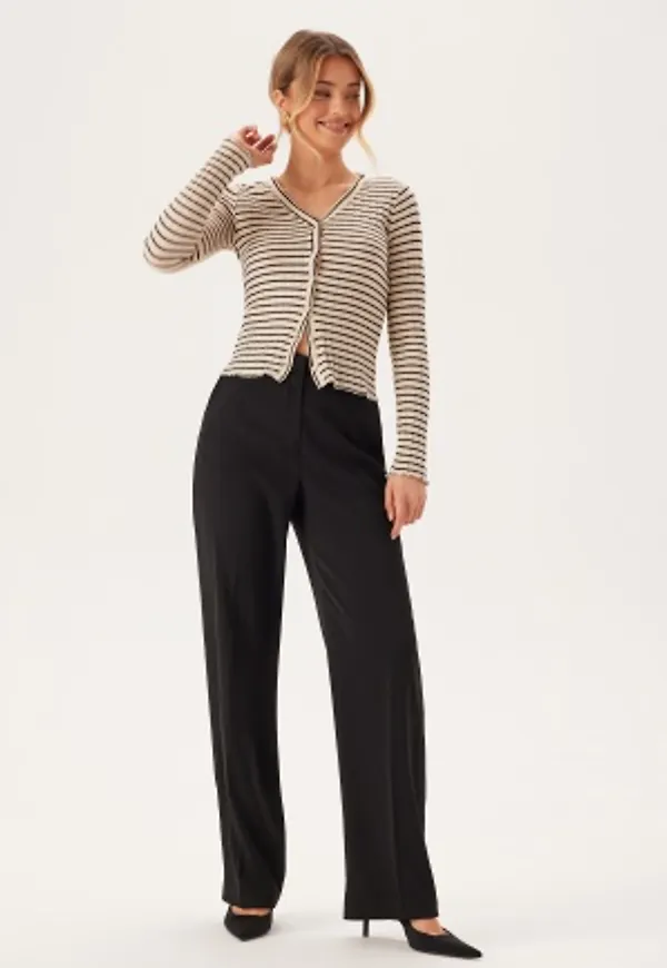 Pieces Pciris Cardigan Birch Stripes:Black XS
