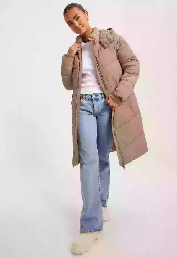 Pieces Pcjamilla Long Puffer Jacket Noos B Vinterjackor Silver Mink