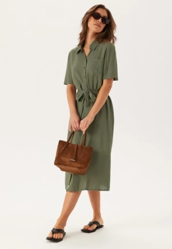 Pieces Pcpia 2/4 MIDI SHIRT DRESS Deep Lichen Green XS