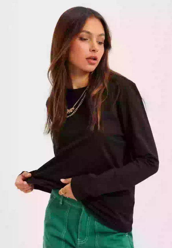 Pieces Pcria Ls Solid Tee Noos Bc Långärmade toppar Black