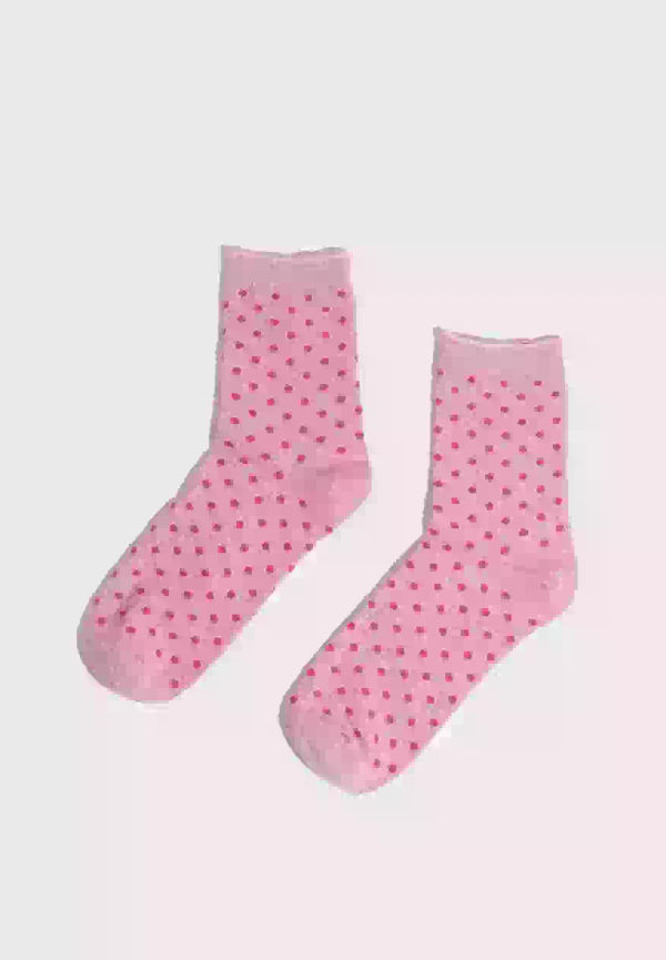 Pieces Pcsebby Glitter Long 1-Pack Pattern Medelhöga strumpor Begonia Pink Small Dots In Beetroot Purp