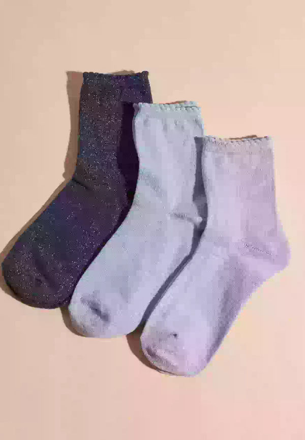 Pieces Pcsebby Glitter Long 3-Pack Socks N Flerpack strumpor Ombre Blue 3 Pack Ombre-Kentucky-Purple
