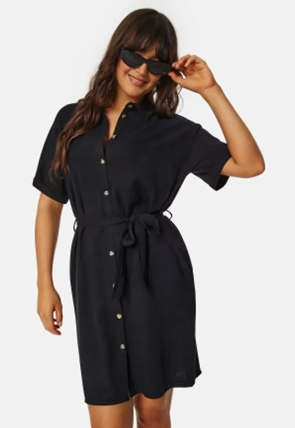 Pieces Pcvinsty Linen Shirt Dress Black XS