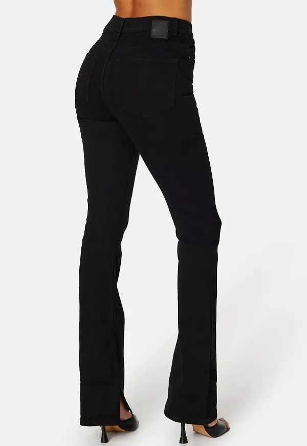 Pieces Peggy HW Flared Slit Jeans Black L