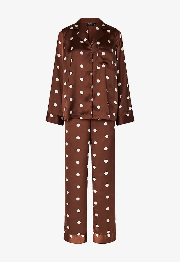 pieces - Pyjamasset pcjYtte Xmas Satin - Brun
