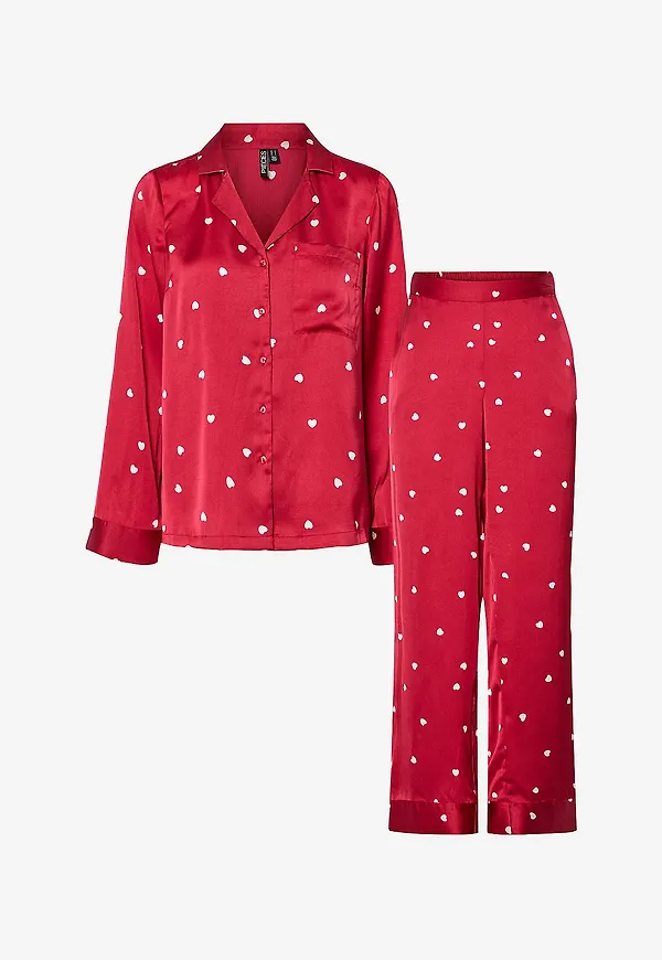 pieces - Pyjamasset pcjYtte Xmas Satin - Röd