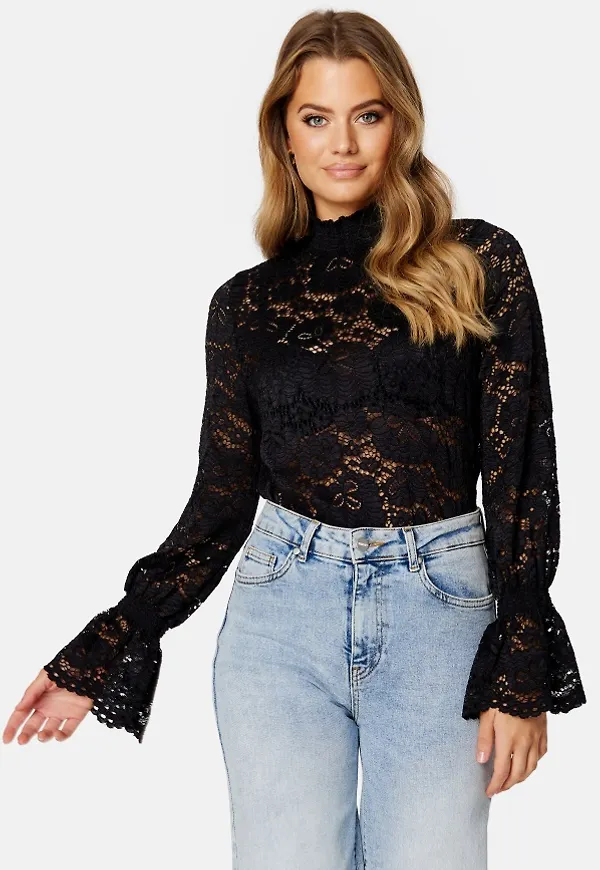 Pieces Raita LS Lace Top Black S