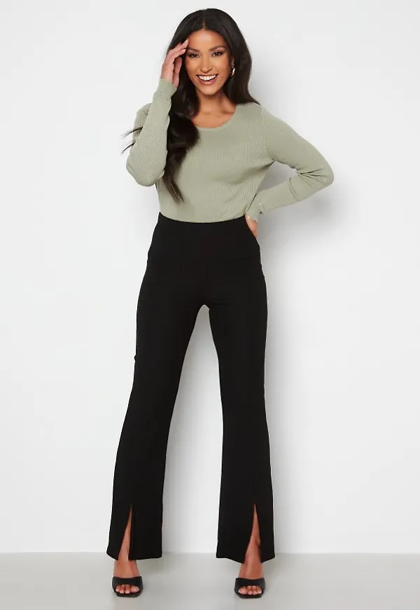 Pieces Ribbi HW Slit Pants Black L