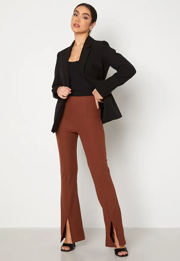 Pieces Ribbi HW Slit Pants Mustang L