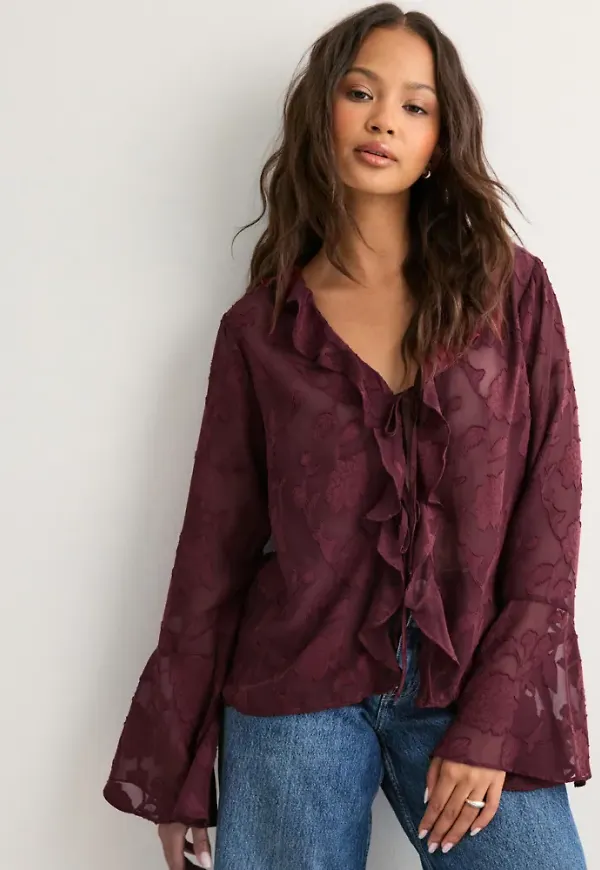 Pieces - Röd - Pcmumo Ls Top Wvn