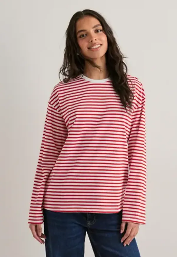 Pieces - Röd - Pcsadie Ls Top Noos