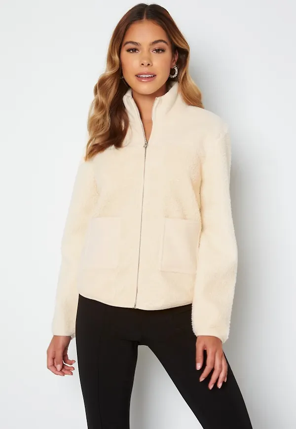 Pieces Sadie Teddy Jacket Whitecap Gray M