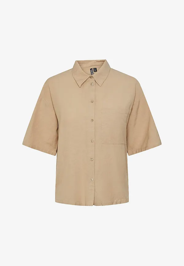 pieces - Skjorta pcMilano SS Shirt - Beige