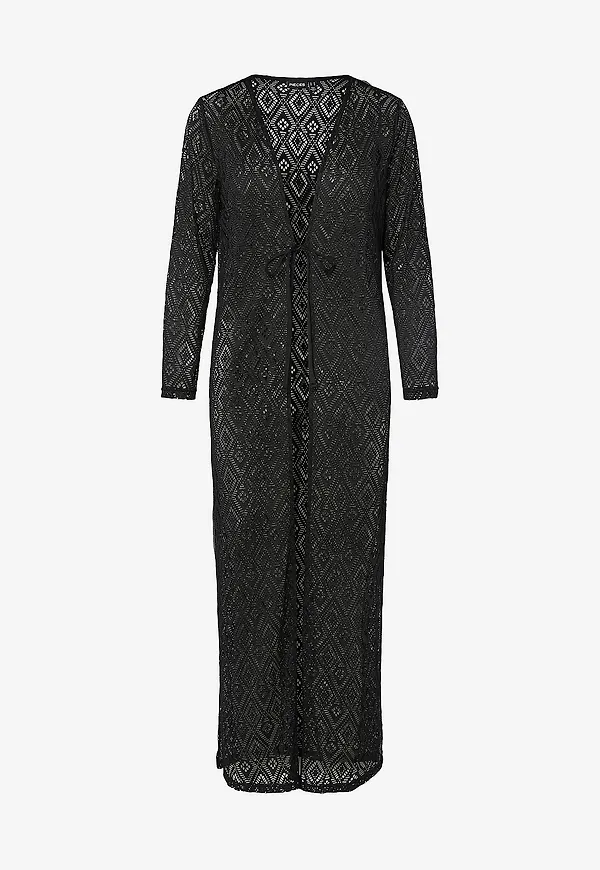 pieces - Strandklänning pcVita 7/8 Lace Ankle Kimono - Svart