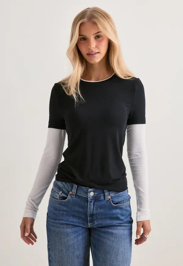 Pieces - Svart - Pcamio Ls Layering Top Jrs