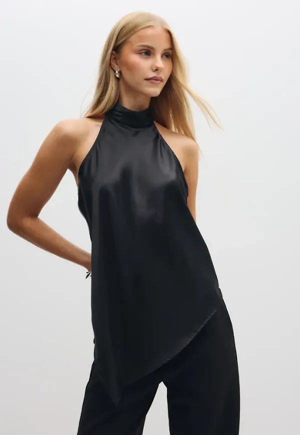 Pieces - Svart - Pcevy Halterneck Top Wvn Bc