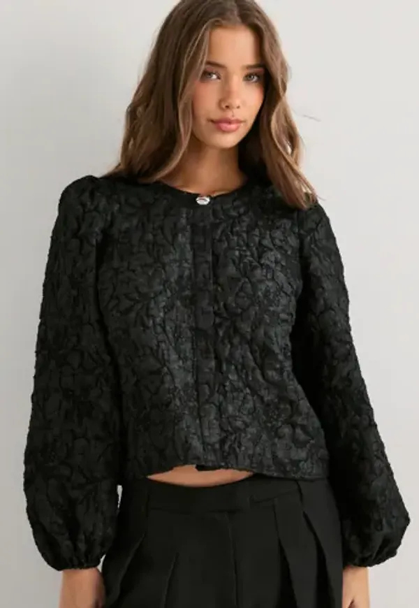 Pieces - Svart - Pcgretchen Ls Top Wvn D2D