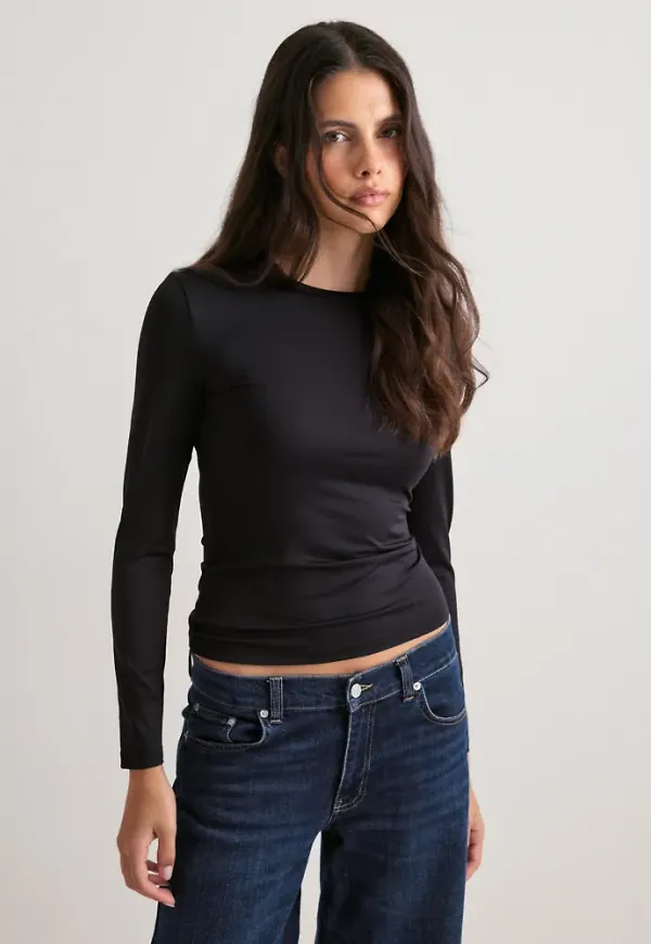 Pieces - Svart - Pclula Ls Top Jrs Noos