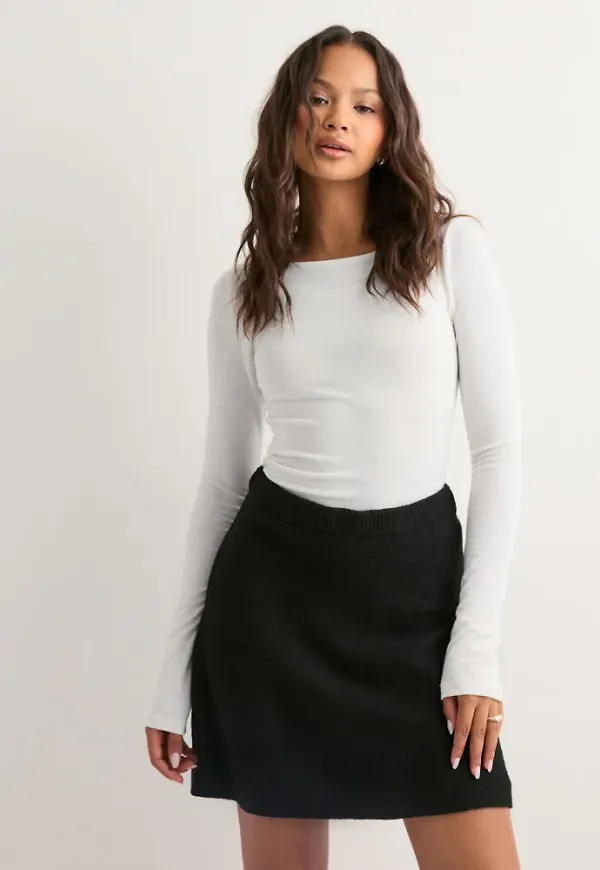 Pieces - Svart - Pcmalou Hw Knit Skirt Pwp Bc
