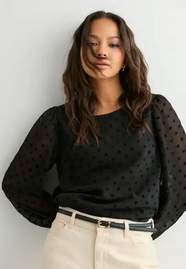 Pieces - Svart - Pcroberta Ls Top Wvn