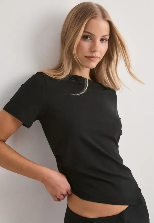Pieces - Svart - Pcsirene Ss Drapy Top Jrs Cp Bc