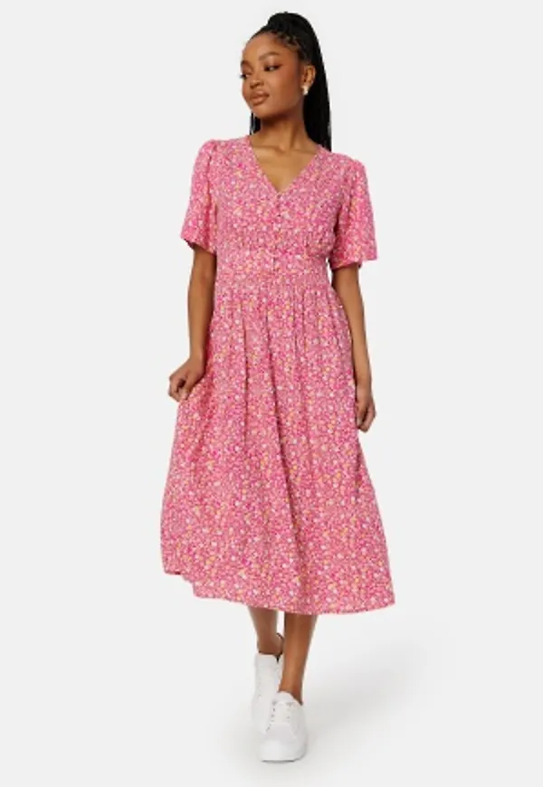 Pieces Tala SS Midi Dress Beetroot Purple AOP: XS
