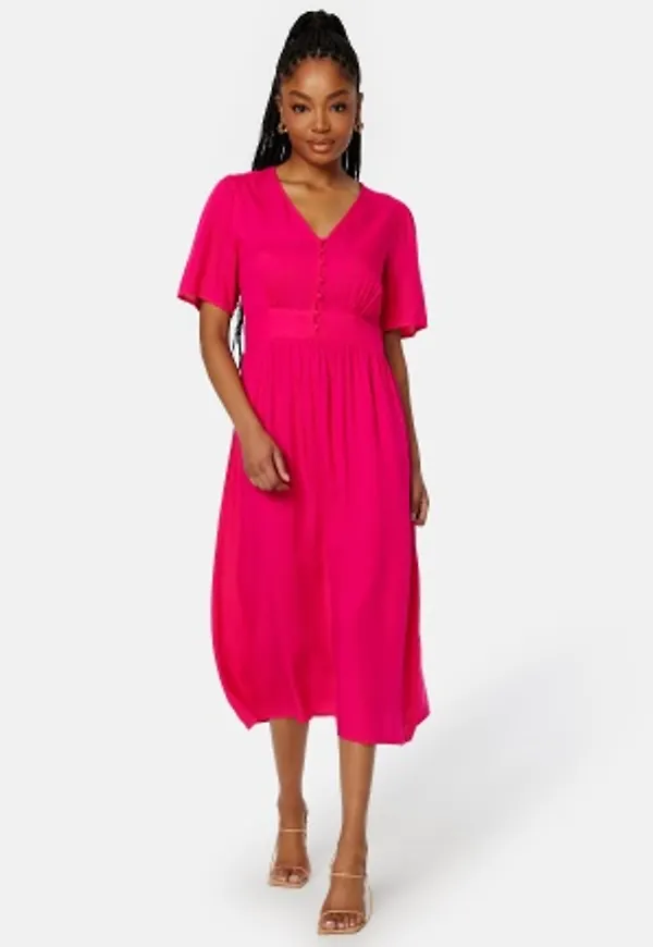 Pieces Tala SS Midi Dress Beetroot Purple XS