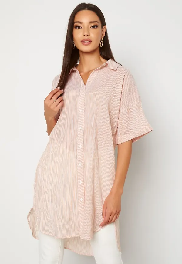 Pieces Terra SS Long Shirt Sandstone Stripes XS
