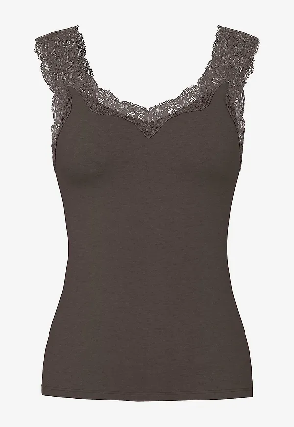 pieces - Topp pcBarbera Lace Top - Brun