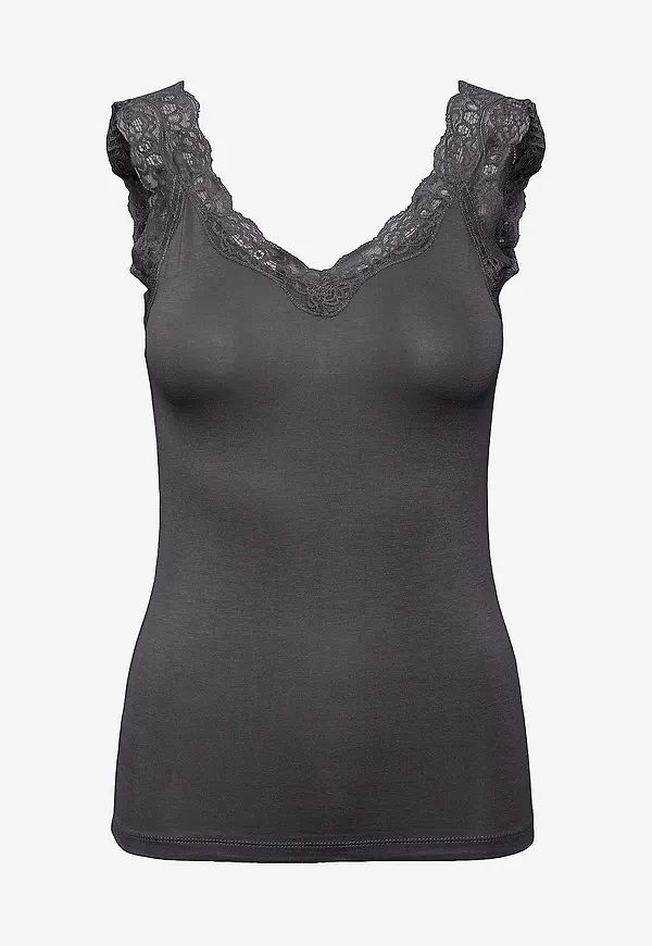 pieces - Topp pcBarbera Lace Top - Grå