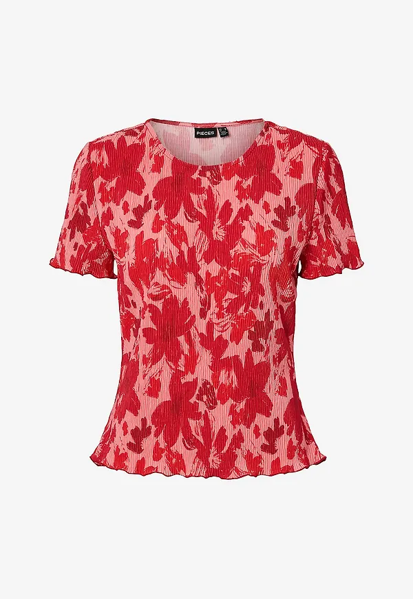 pieces - Topp pcFlora SS O-neck Jrs Msa BC - Röd