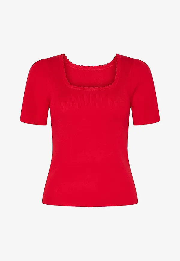 pieces - Topp pcJuline SS Rev Knit - Röd