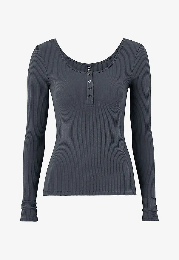 pieces - Topp pcKitte LS Top - Blå