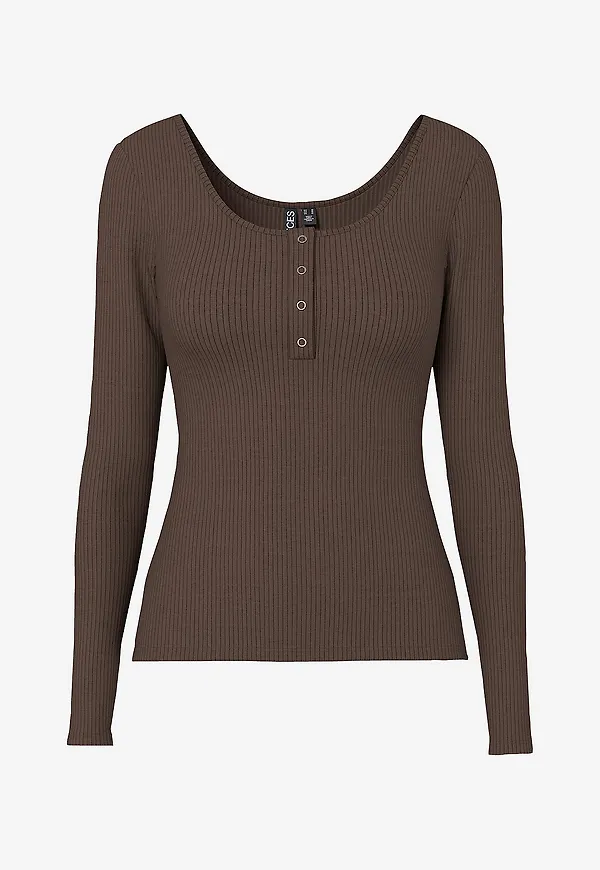 pieces - Topp pcKitte LS Top - Brun