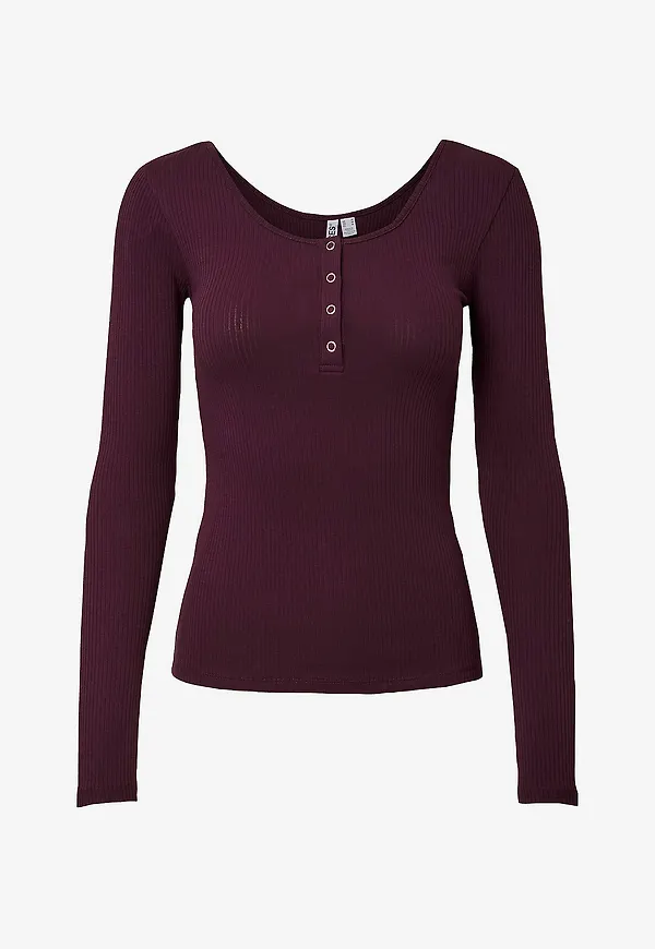 pieces - Topp pcKitte LS Top - Röd