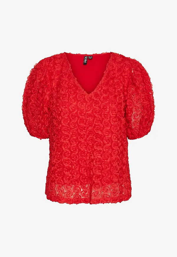 pieces - Topp pcNolia SS Top - Röd