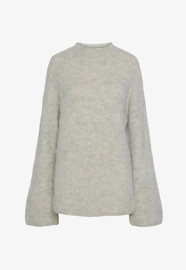 pieces - Tröja pcMala LS Highneck Knit - Grå
